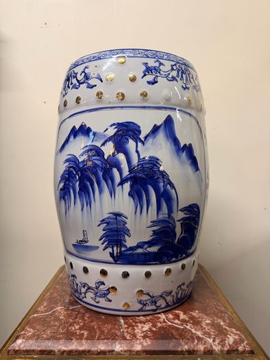 Vintage Chinese Porcelain Garden Stool Handpainted Ceramic