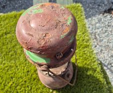 Antique tilley lamp and brass pot