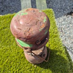 Antique tilley lamp and brass pot