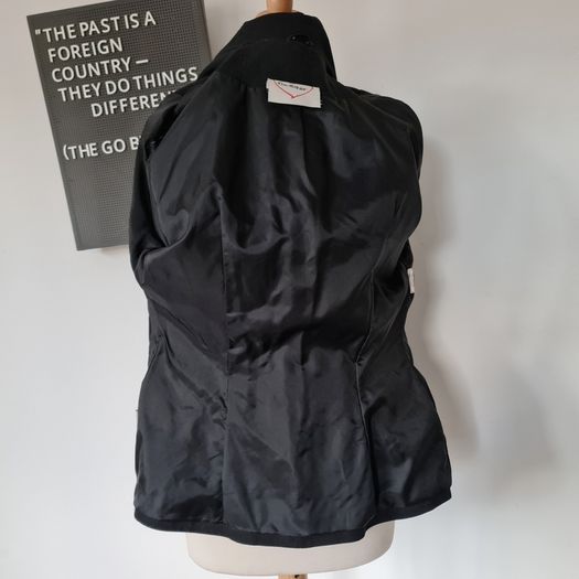 Vintage 1980s avant garde black blazer 1940s style red buttonholes M 10 12 Made in England for Miss Selfridge