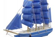 Blue L.E.D Wooden Sail Boat