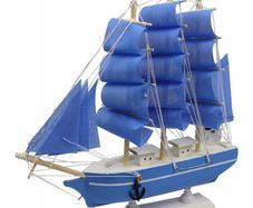 Blue L.E.D Wooden Sail Boat