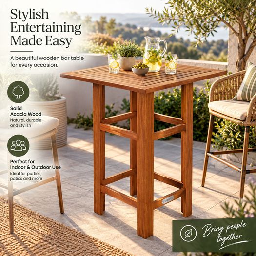 Solid Acacia Wood Bar Table