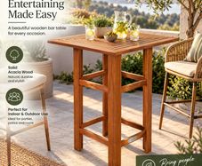 Solid Acacia Wood Bar Table