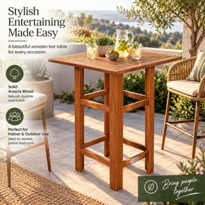 Solid Acacia Wood Bar Table