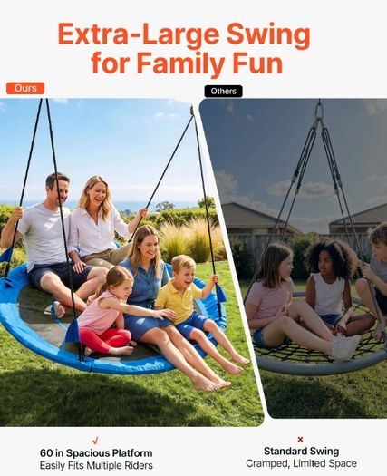 5ft Large Round Saucer Tree Swing 317kg  Blue Outdoor Garden Swing