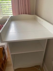 White Wooden Baby Changing Table (with baskets)