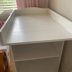 White Wooden Baby Changing Table (with baskets)