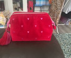 M and S Heart Velour Make Up Bag