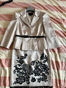 Coast mother of the bride groom champagne satin skirt suit UK12