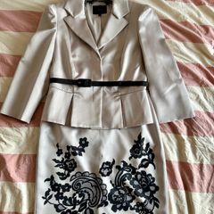Coast mother of the bride groom champagne satin skirt suit UK12