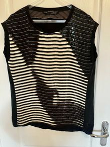 Allsaints, Y2K, hand embellished beaded & sequins silk top, size UK8