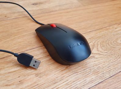Lenovo Wired USB Mouse - Red Scroll Wheel