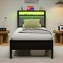 3FT Single Bed Frame with LED Lights and Charging Station, Heavy Image 5