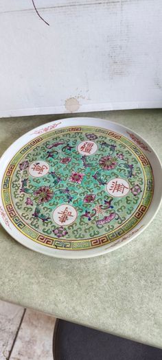 Vintage Chines Turquoise Porcelain Tea Tray/plate Floral Butterfly Home Decor
