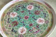 Vintage Chines Turquoise Porcelain Tea Tray/plate Floral Butterfly Home Decor
