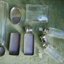 Antique Edwardian 1800s Set 5  Apothecary Bottles Ground-Glass Stoppers, Glass Vanity Pin Bottles Jars Image 10