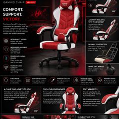 Huzaro Force 2.7 Red Velour Gaming Chair Ergonomic Reclining Gaming Chair