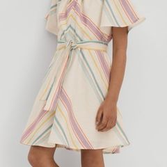 Stripe Linen Cotton Knot Dress (13-14years)