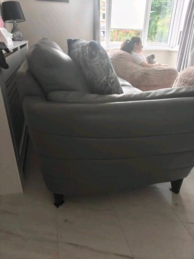 Leather sofa and armchair