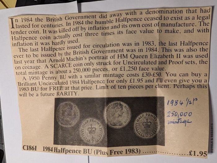 1984 Bunc Halfpenny