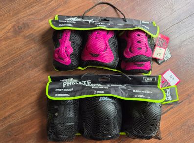 No Fear Inline Skate Protection Sets - Black (Large) & Pink (Medium)