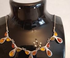 Vintage Sterling Silver and Amber Necklace