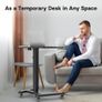 Mobile Standing Desk with 4 Rolling Castors, Height Adjustable Desk on Wheels, Portable Stand Up Desk, Over-Bed Table for Living Room Image 3