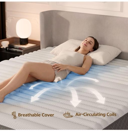 12 Inch King Size Mattress Medium Firm, OEKO-TEX Certified Hybrid King Bed Mattresses, 7-Zone Memory Foam Mattress with Pocket Sprung for Body Support & Pressure Relief - 150x200x30cm