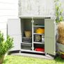 Garden shed cabinet 3 shelves 2 doors galvanized waterproof metal roof solid wood 75 x 40 x 90 cm gray Image 2