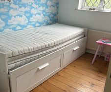 IKEA BRIMNES Daybed with 2 Drawers + Mattresses - White - Good Condition
