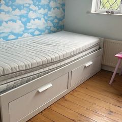 IKEA BRIMNES Daybed with 2 Drawers + Mattresses - White - Good Condition