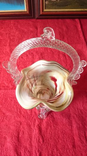Murano Millefiori Art Glass Basket 10.75 Inches Tall