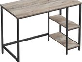 _Desk, Computer Desk, PC Table, Office Desk, with 2 Shelves on Right or Left Side for Office, Living Room, Steel Frame, Industrial Design, Greige-Black