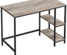 _Desk, Computer Desk, PC Table, Office Desk, with 2 Shelves on Right or Left Side for Office, Living Room, Steel Frame, Industrial Design, Greige-Black