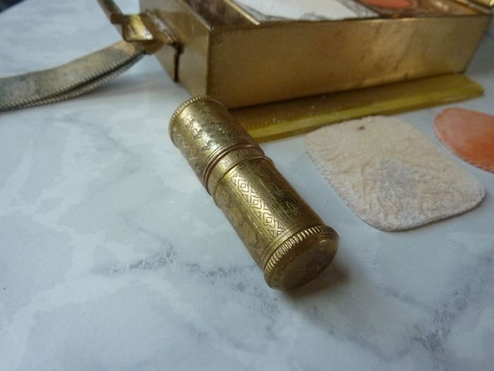 Vintage Art Deco Park Lane (L.S. Mayer) Gold-Tone Vanity Purse/Cigarette Case. Mesh Wristlet.