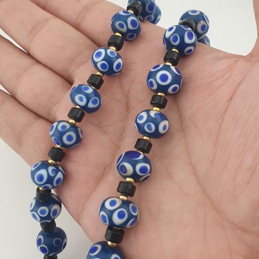 Antique Venetian Style Thousand Eyes Glass Beaded Necklace