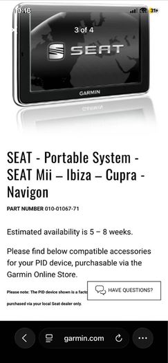 Seat Ibiza sat nav unit