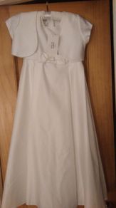 Brand New White Satin Pearce Fionda Flowergirl/Communion Dress and Ballero
