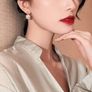 Wedding Bridal Crystal Baguette Gold Tone Earrings Image 4