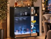 LED Bar Cabinet with Fluted Glass Doors 88cm Drinks & Wine Storage Sideboard