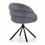 Lilia Grey Chenille Swivel Chair  Black Metal Base, Auto-Return Image 3