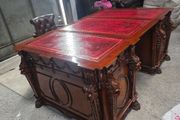 Thomas Chippendale Lions Head Carved Twin Pedestal Partner Desk