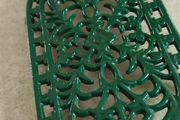 Large vintage cast iron oval dark green trivet - Openwork decoration - Parisian style - Antique French tableware - Table accessory