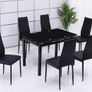 Extendable Glass Dining Table Set with 6 Faux Leather Chairs Black & White Elegant and Modern Image 5
