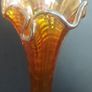 Fabulous Pair of Antique/Vintage Imperial Glass Company Carnival Glass Ripple Swung Vases in the Ombre Marigold Opalescent Colourway, Circa 1907 -1930, Priced as a Pair Image 5
