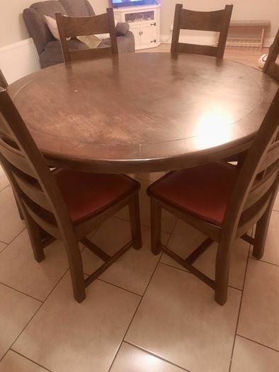 Solid wood dining table with 6 chairs