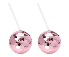 New TOPBATHY 2 Pieces Disco Ball Cups with Straws,