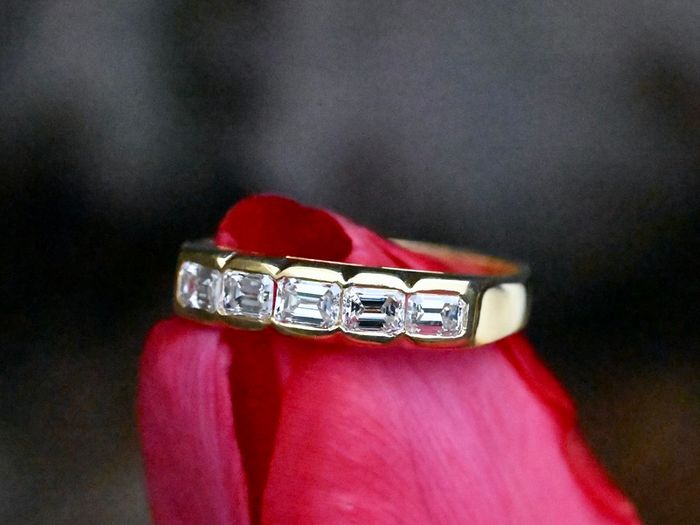 Vintage Italian Emerald Cut Diamond Ring - Unique Eternity Ring