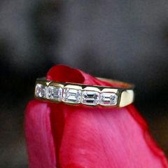 Vintage Italian Emerald Cut Diamond Ring - Unique Eternity Ring